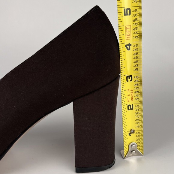 Vintage VAN ELi East Pumps Sz 6M Brown with 3 See-Through Stripes - Picture 12 of 12